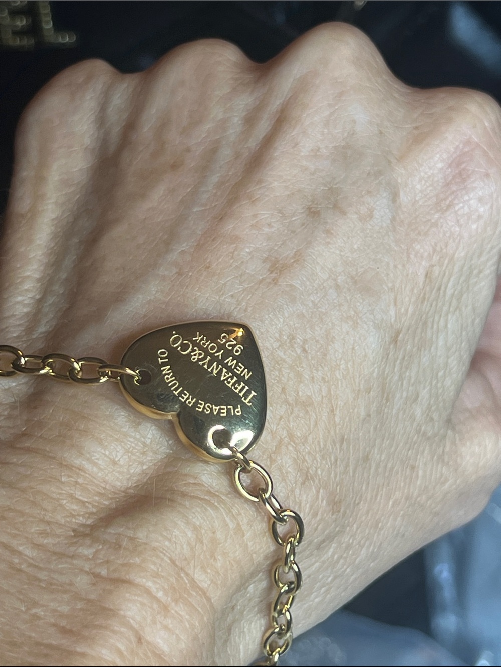 Gold Heart Tag Link Bracelet